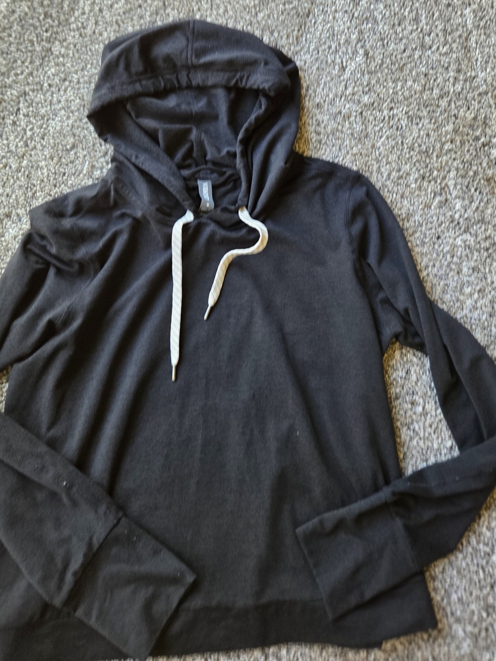 Vuori Black Long Sleeve Pullover with White Drawstrings